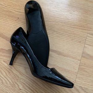 Vigotti patten leather crocodile print heels.